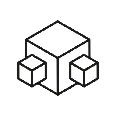 Hazırlama, 3D görüntüleme, 3D nesne, 3D döndürme, 3D modelleme, geometrik, boyut taslak simgesi. 3 boyutlu küp çizgisi simgesi. Küp Yeniden Yükleme Hattı Simgesi. 3B Nesne, Modül Paketleyici Simgesi.