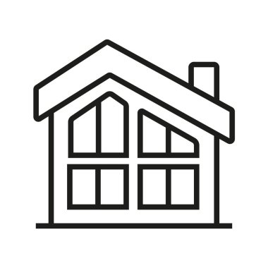 Siyah ve beyaz, çok katlı bir oyun alanı yapısını tasvir eder. Ofis binası siyah-beyaz renkli vektör çizimine göre izole edilmiş. Şehir mimari yapı ikonu. Şehir mimarisi ana hatları.