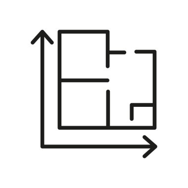 Kat Planı Simge Tasarımı. Modern ve düzenlenebilir kart simgesi. Basit ikon vektör çizimi. Boyut vektör simgesi. Evin el çizimi, taslak ev ikonu çizimleri sanat planı.