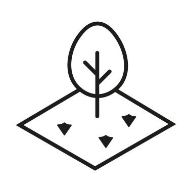 Ağaçların olduğu ana hatlı park sahnesi vektör illüstrasyon doğa bahçe rahatlama mekanı açık hava. Park bank ağacı simgesi işareti vektörü. Park simgesi.