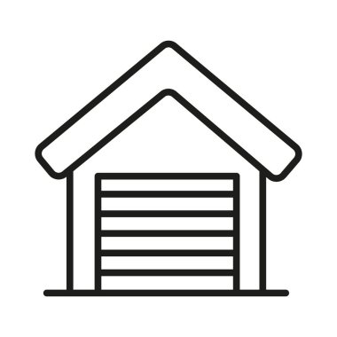 Basit Ev Simgesi Taslağı. Baca, pencere ve kapısı olan, emlak kavramları için mükemmel, basit, temiz bir ev çizgisi. Üçgen çatılı bir evin basit bir siyah çizgi çizimi..