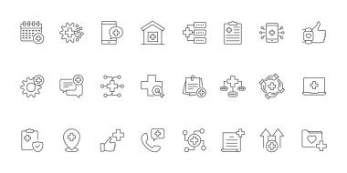 Geribildirim, değerlendirme taslağı simgesi seti. Müşteri deneyimi ve doğrusal simge koleksiyonunu gözden geçirin. Simge denetleme seti. Geribildirim, beyan, reyting, yorum, memnuniyet, değerlendirme, anket içeren.