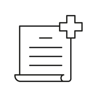 Katı Kitap ikonu. Yer İmleri Simgesi. Siyah ince çizgi simgesi gibi önemli bir belge. Yer imi simgesi, basit tasarım, vektör illüstrasyonu. Metin satırları, yıldız ve kurdele kitaplarıyla parşömenin ana hatlarını çiz