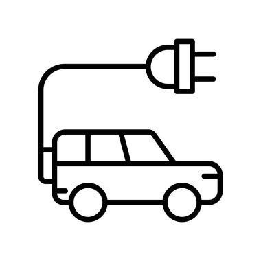 Elektrikli araç şarj oluyor. Elektrikli bir arabayı şarj etmek. Elektrikli araba ikonu. Yeşil şarj edilebilir enerji. Elektrik arabası dairesel enerji akışına sahip simge yüklüyor