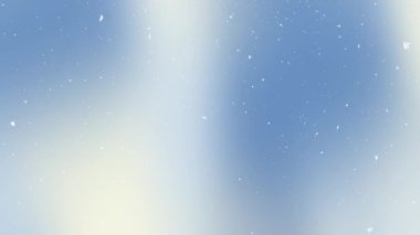 Yumuşak düşen kar mavisi gradyan, narin beyaz kar taneleri bulanık, kış mavisi bir arka planda sürükleniyor mevsimsel, şenlikli veya barışçıl tasarımlar için..