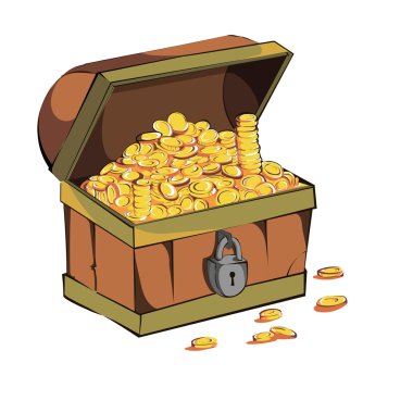 Altın paralar ile sandık 