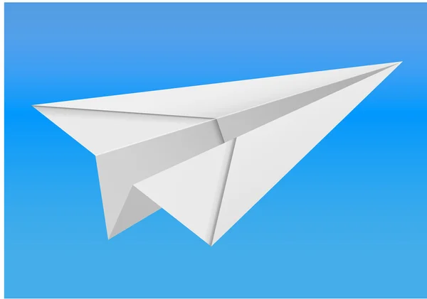 Origami avión de papel sobre fondo blanco — Vector de stock