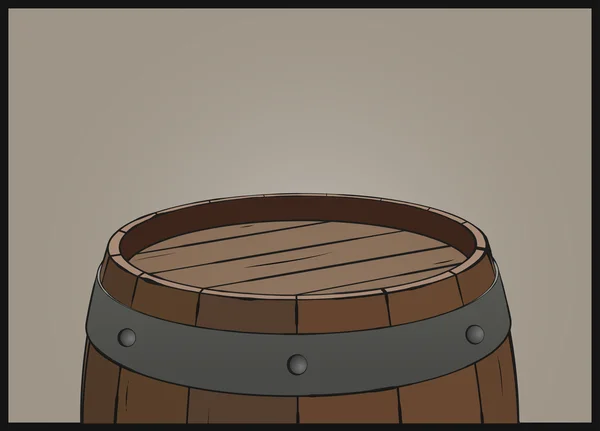 Fondo barril de madera con anillos de hierro — Vector de stock