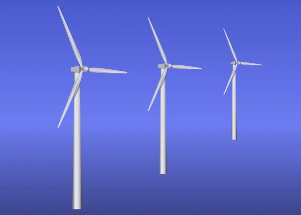Three wind turbines — Stock Vector