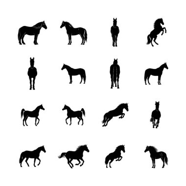 At silueti vektör demeti ayakta ve zıplayarak vektör illüstrasyonunu oluşturur.