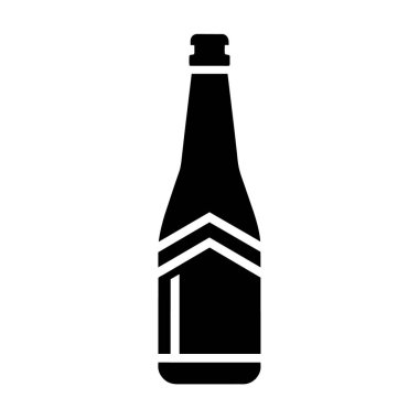 Black and white bottle with decorative lines silhouette vector illustration.