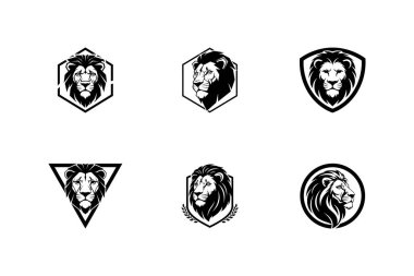 Lion Head Logo Collection with Shield and Emblem Style Vector Illustration.