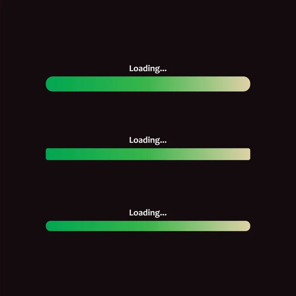 Modern Yeşil Yükleme Çubuğu İşlem Göstergeleri Koyu Arkaplanda Ayarlandı