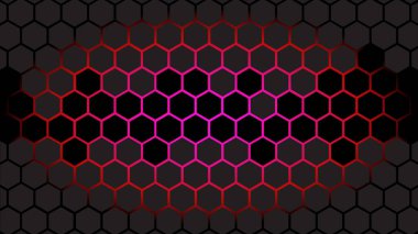 Kırmızı-Pembe Aydınlatma ile Sibernetik Altıgen Dizisi