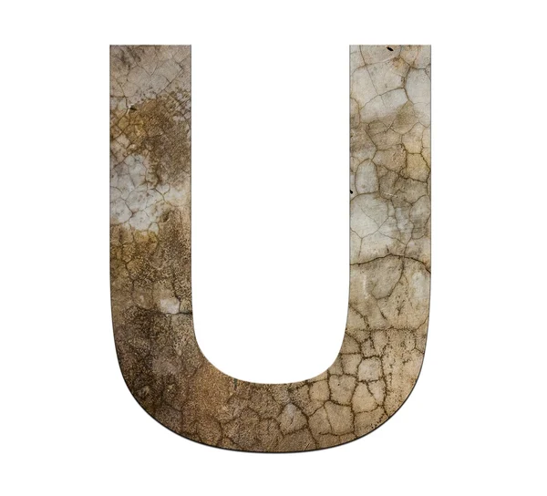 U-літера тріснута цементна текстура ізольована — стокове фото