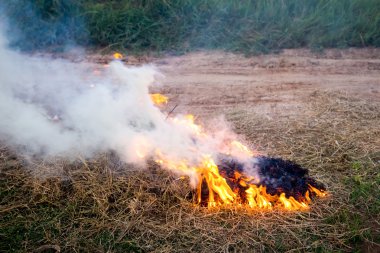 Yangın çimlere duman.