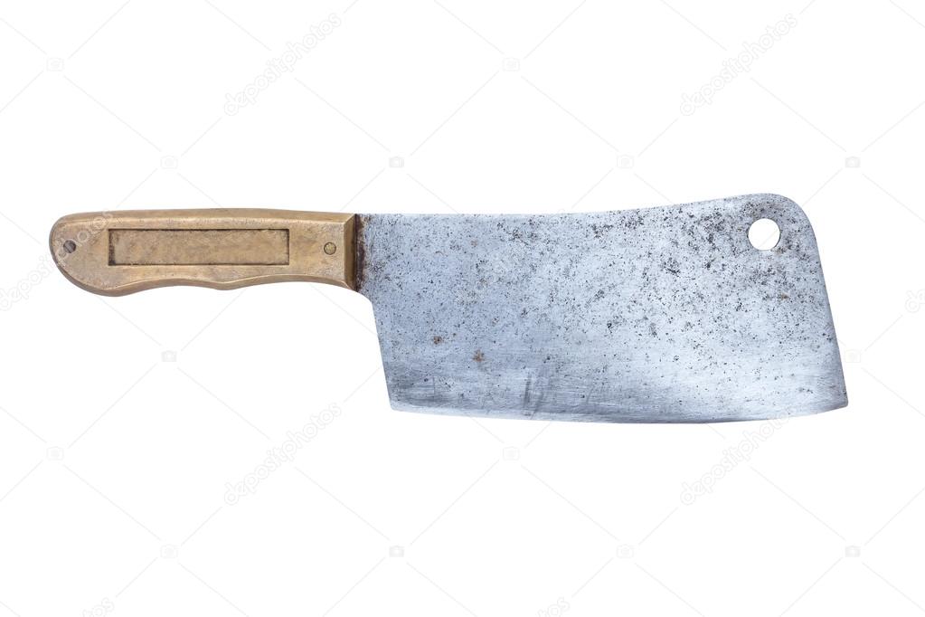 Rusty old knife on a white background.