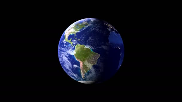 Planet Earth Rotates Black Background Element Image Furnished Nasa — Stock Video