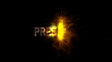 Yanan Metinler Sunar. Animasyon ateşi ve duman. Alfa kanalını dahil et