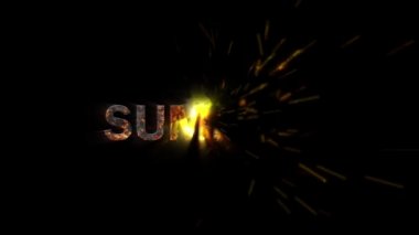 Yazın yanıyorum. Siyah arkaplanda canlandırılmış ateş ve duman