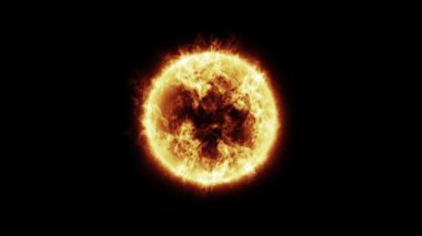 Güneş Güneş atmosferi siyah arkaplanda izole edilmiştir. 3B Hazırlama 4k
