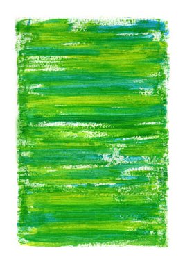 Kalın, yatay fırça darbeleriyle oluşturulmuş minimalist soyut bir resim. Tabloda, yeşilin çeşitli tonlarının hakim olduğu canlı bir renk paleti var, zengin bir limondan derin bir zümrüde kadar.. 