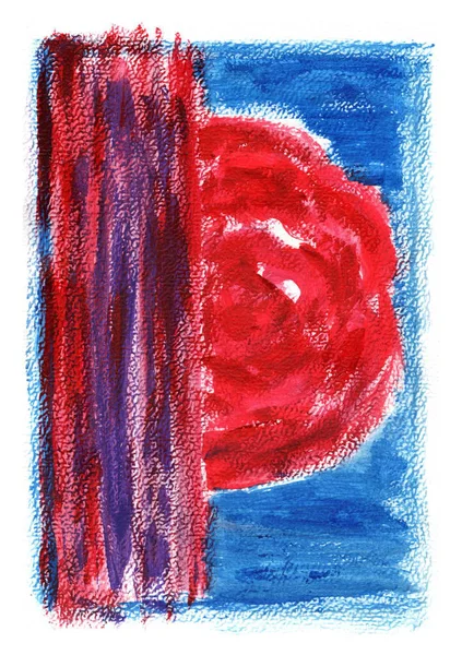 Sert, anlamlı fırça darbeleriyle yaratılmış minimalist bir soyut görüntü. Bileşim keskin kontrastlar üzerine inşa edilir ve iki ana dikey alana bölünür. 