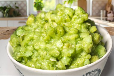 Bezelye püresi. Yakın çekim.