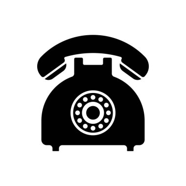 Telefon silueti, telefon simgesi vektörü, antika telefon silueti vektörü