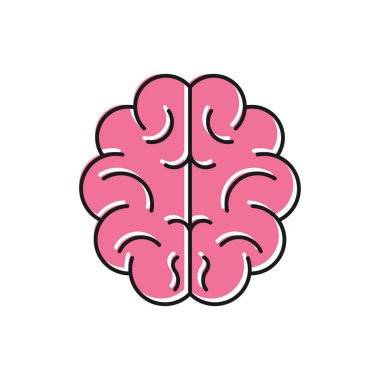 Beyin ikonu vektör illüstrasyonu. Beyaz arkaplanda izole edilmiş beyin sembolü