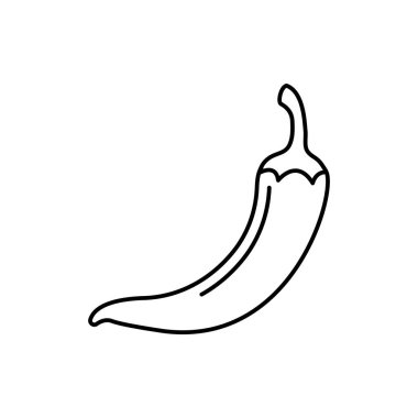 Kırmızı biber ikonu. Basit taslak biçimi. Biber, baharat, biber, acı biber, biber, biber, baharat, biber, yemek konsepti. İnce çizgi sembolü. İzole tasarım.