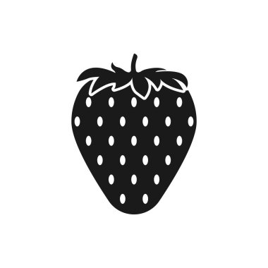 Çilek basit siyah simgesi. Bir renk basit karikatür tarzı.