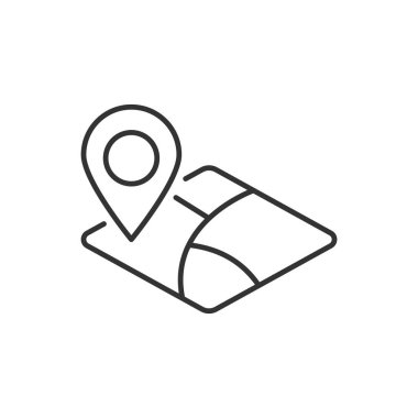 GPS ve Yönlendirme Kullanımı için Konum İşaretleyici Simgesi İnce Satır Sembolü Özetlenmiş Harita