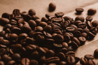 ışık kağıt üzerinde koyu kahve çekirdekleri yakın çekim