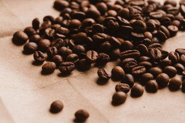 ışık kağıt üzerinde koyu kahve çekirdekleri yakın çekim