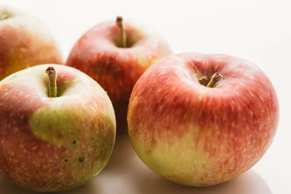 ışık beyaz zemin üzerine taze kırmızı elmalar