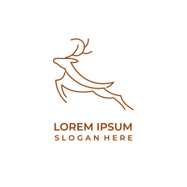 Sıçrayan geyik logosu vektörü, çizgi sanatı, turuncu renk