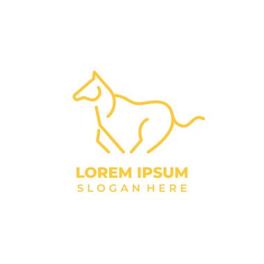 Vektör at logosu, çizgi sanatı koşan at sembolü