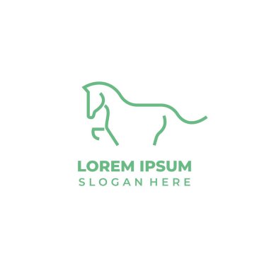 Vektör at logosu, basit çizgi sanatı at sembolü.