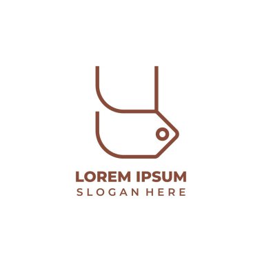 H dükkanı vektör logosu, H harfi, altında fiyat etiketi sembolü olan basit çizgi biçimi.