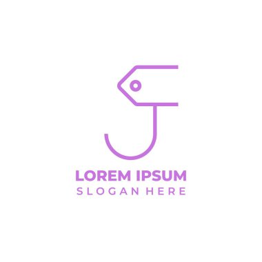 J harfi dükkan vektör logosu, J harfi havalı fiyat etiketi sembolü, çizgi sanatı biçimi
