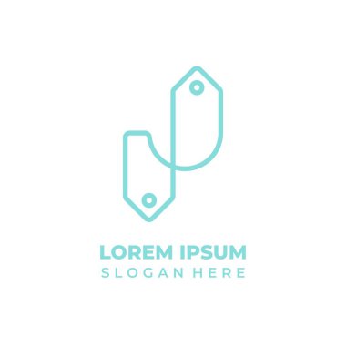 J harfi dükkan logo vektörü, J harfi ve iki etiket sembolü, çizgi stili.