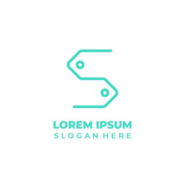 S dükkanı vektör logosu, S harfi kombinasyonu 2 etiket sembolü, basit çizgi biçimi