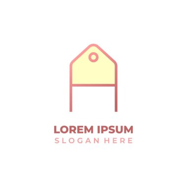 Dükkan logosu ilk harf A vektörü, çizgi sanatı ve şekil şekli, basit fiyat etiketi sembolü büyük harf A ile birleştirilmiş.