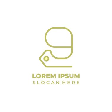 Dükkan logosu ilk harf G vektörü, çizgi biçimi, G harfi sembolü kombinasyonu ve fiyat etiketi aşağıda.