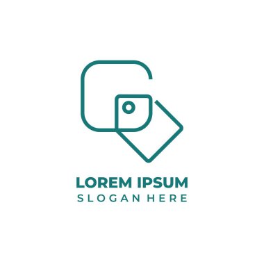 Dükkan logosu ilk harf G vektörü, çizgi stili, büyük G sembolü kombinasyonu ve fiyat etiketi aşağıda.