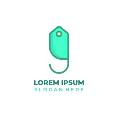 Dükkan logosu ilk harf G vektörü, çizgi sanatı ve şekil stili, G harfi sembolü ve basit şık fiyat etiketi.