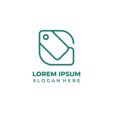 Dükkan logosu ilk harf G vektörü, çizgi sanatı stili, büyük G sembolü ve havalı basit fiyat etiketi.