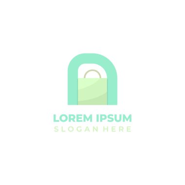 N harfi dükkan logo vektörü, alışveriş poşeti sembolü ilk harf N ile birleşmiş.