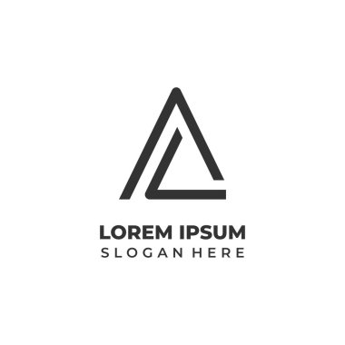 AL harfi monogram logosu, L harfi ile birleştirilmiş bir harf logosu, çizgi sanat logosu.